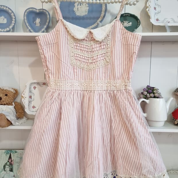 LIZ LISA리즈리사 딸기우유 스트라이프원피스