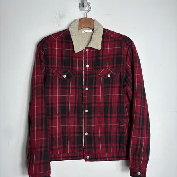 시어링 카라 타탄 체크 자켓