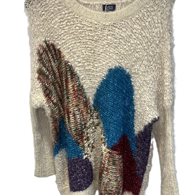 아트 패치워크 니트 스웨터