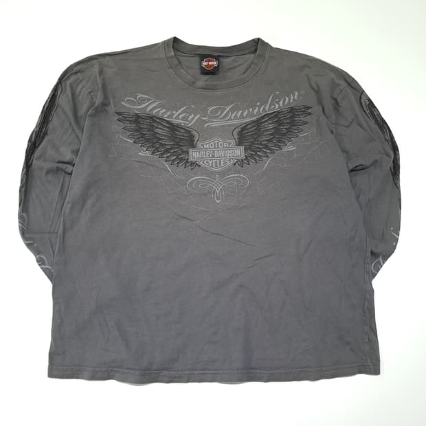 CL567 XL 할리데이비슨 00s 샌디에고 윙 차콜 긴팔 티셔츠