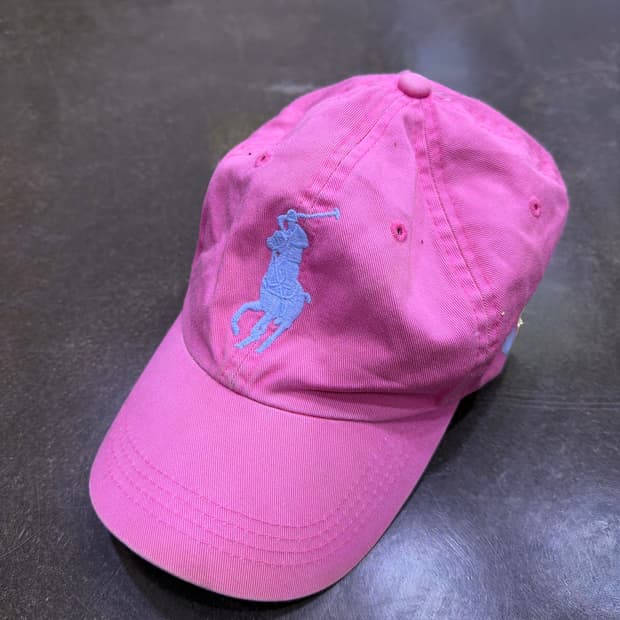 폴로 랄프로렌 빅포니 자수 3 가죽 벨트 연핑크 볼캡 모자