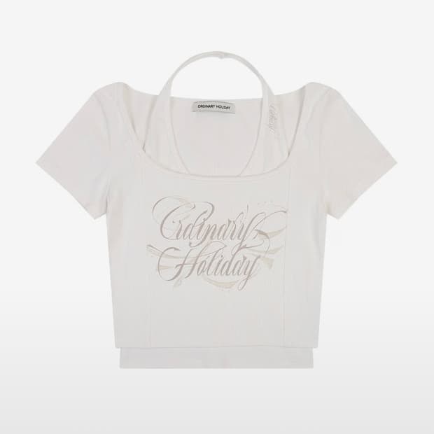 HALTER LAYERED T-SHIRT SET [WHITE]