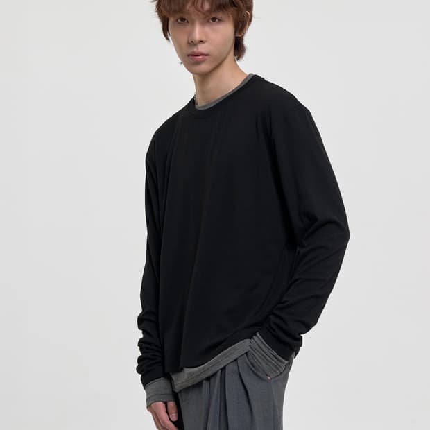 주앙옴므 레이어드 롱슬리브 블랙 L