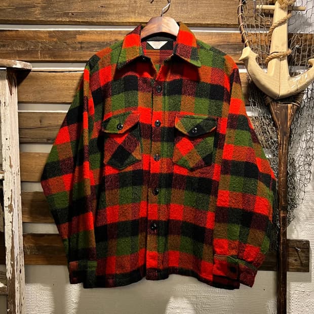 [L]80's USA 빈티지 레드 버팔로체크 울 셔츠