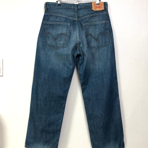 리바이스 569 루즈 스트레이트핏 워싱 청바지 32