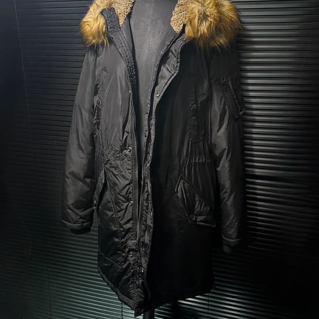 디젤 후드 라쿤 털 롱 패딩 야상 명품 빈티지 지퍼 고스 펑크 락 100