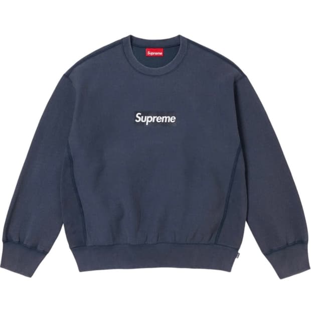 슈프림 25SS 워시드 박스로고 크루넥 네이비 (M)