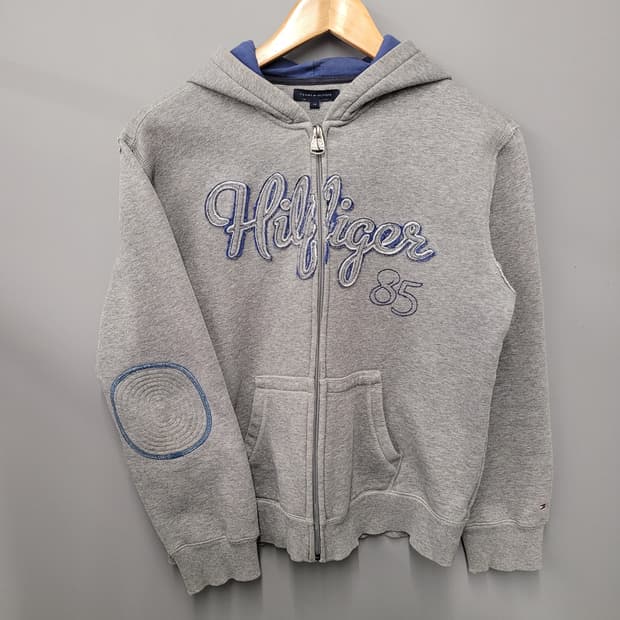 Tommy Hilfinger 타미힐피거 엘보 패치 후드집업 그레이