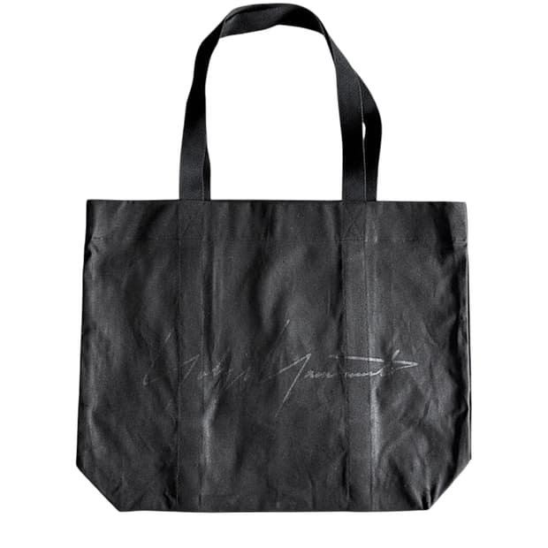 요지 야마모토 레터링 코튼 토트백