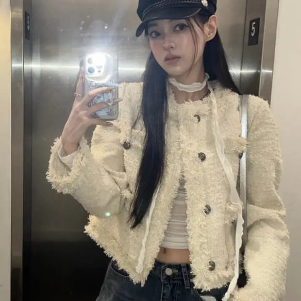 카키포인트 앤틱 크롭 트위드자켓