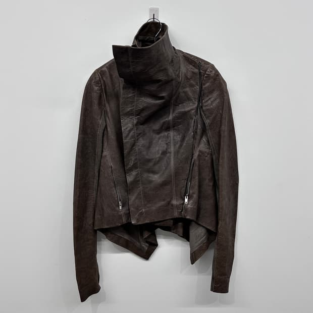 릭오웬스 하이넥 램스킨 자켓