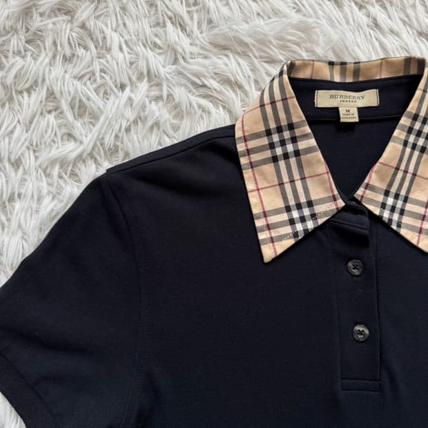 BURBERRY 일본빈티지 카라티 크롭티 버버리 빈티지반팔 M 38