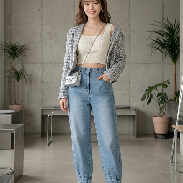 SYSTEM 시스템 밑단 핀턱 조거핏 데님 팬츠