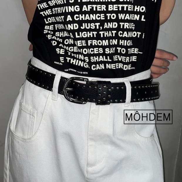 [Unisex]더블 스터드 웨스턴 찡 벨트