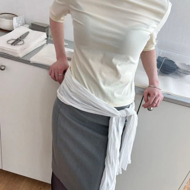 브리즈아카이브 보트넥 하프 슬리브 버터