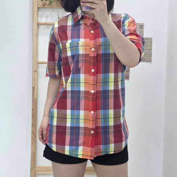 [프립]M/홀리스터 체크 반팔 셔츠