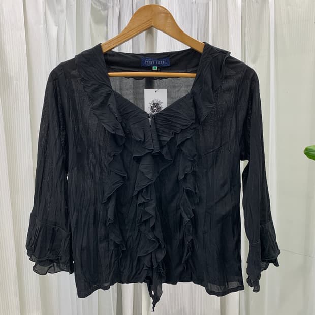 일본 빈티지 FREE PORT 주름지 프릴 블라우스 1877