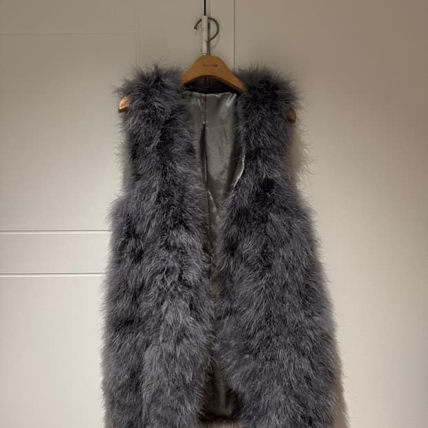 빈티지 타조 퍼 베스트