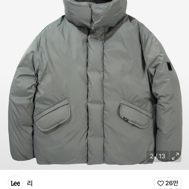 Lee 덕다운 후드 투웨이 카키 오리털 패딩 S