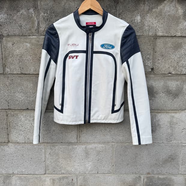 빈티지 FUBU X Ford 후부 플래티넘 램스킨 레이싱 자켓 S여성용