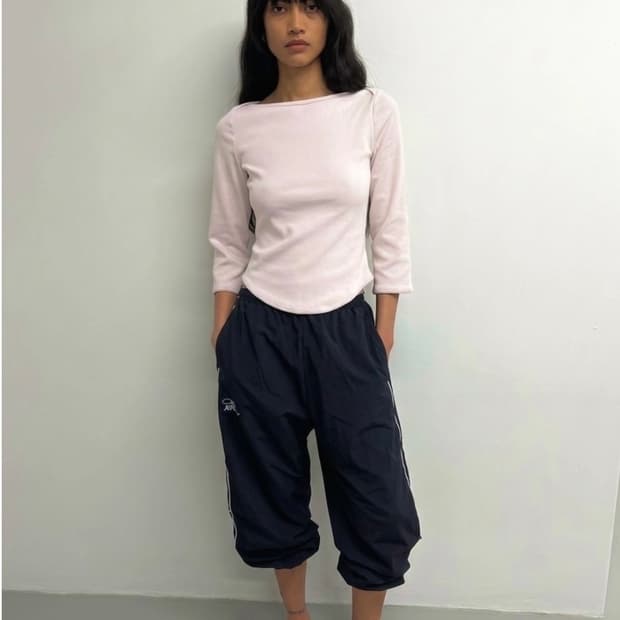 soft lace 3/4 sleeve tee(beige pink)