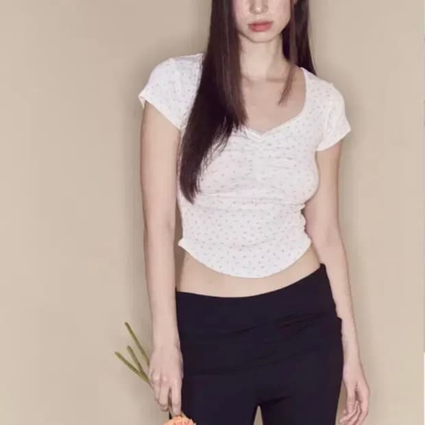 (옷장 정리) 플리즈노팔로우 데이지 레이스 셔링 탑 화이트