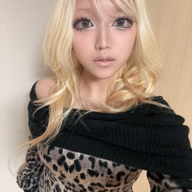 오네갸루 호피 레오파드 뮤트 쿠로갸루 오프숄더 니트 탑 원피스