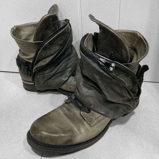 A.S.98 드레이프 랩 레더 부츠