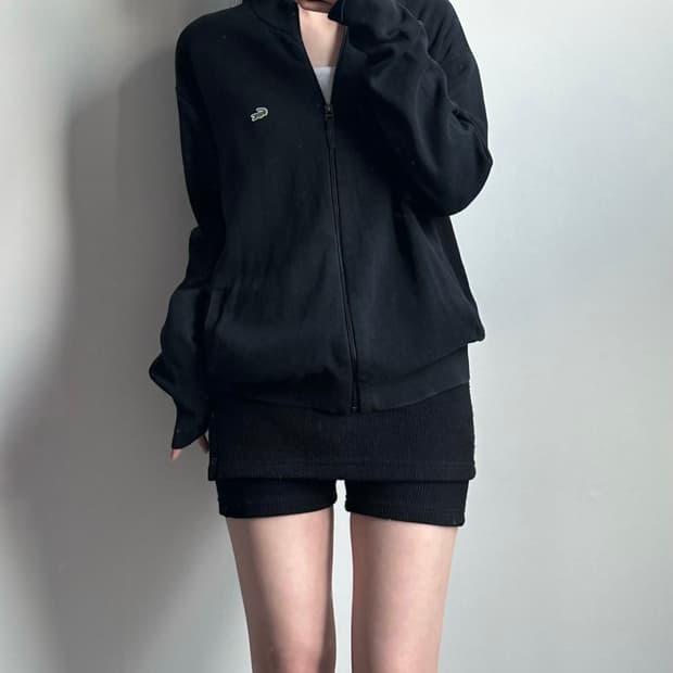 라코스테 자수로고 블랙 니트집업