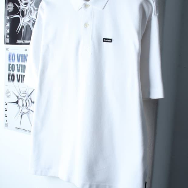 (L-XL) 커버낫 반팔 카라 티셔츠 스몰로고 화이트 오버핏-H30304