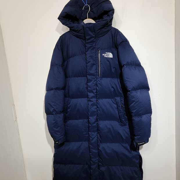 노스페이스 오리털 롱패딩 점퍼 네이비 빅사이즈 다운코트 후드 