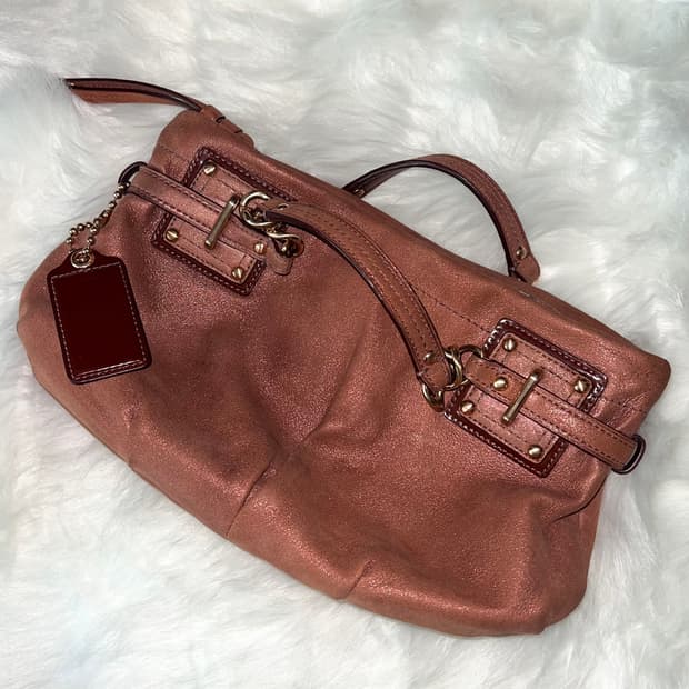 90s coach 코치 카라멜 브라운 레더 골드체인 아카이브 핸드백