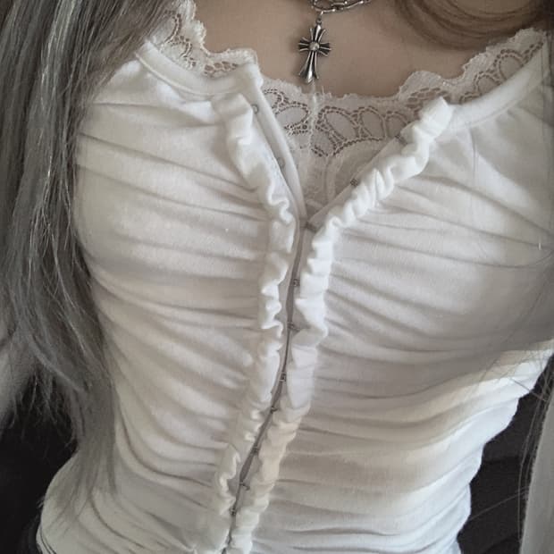 스젠 립 셔링 후크 탑 화이트