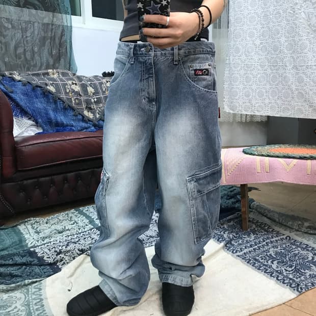 마자플라바 스트릿 연청카고데님팬츠 