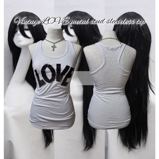 Vintage LOVE metal stud sleeveless top