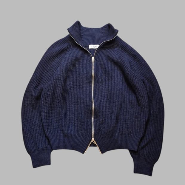 (여성-FREE) 네이비 집업니트