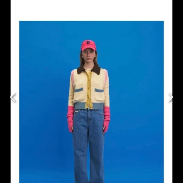 그로브 배색 니트 조끼