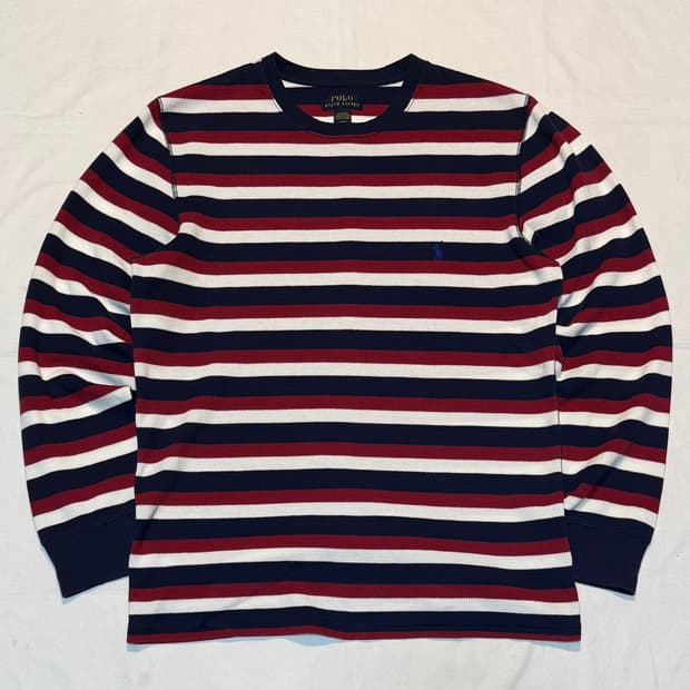 희귀) 폴로 랄프로렌 버건디 와플 써멀 롱슬리브