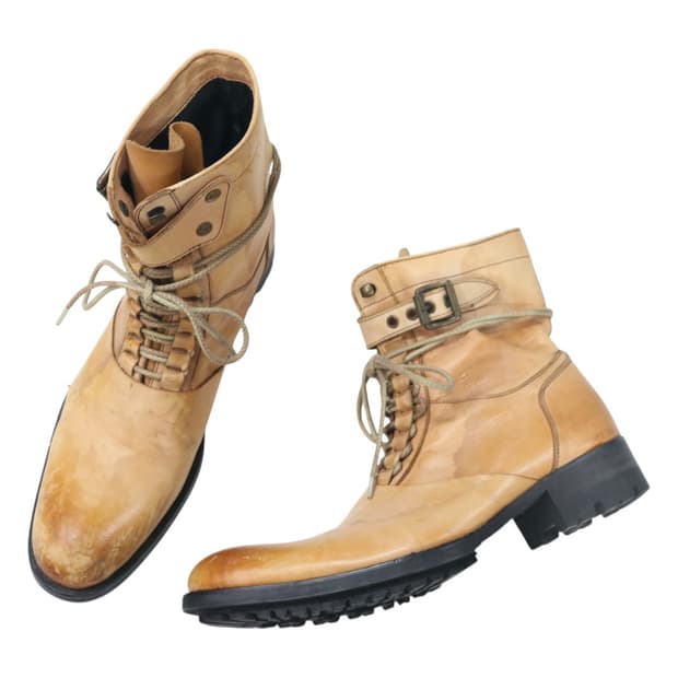 알프레도바니스터 빈티지 레더 레이스업 부츠