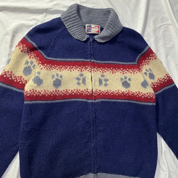 빈티지 코위찬 울 니트 집업