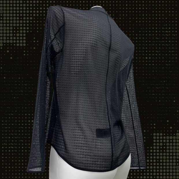 structural stitch mesh turtleneck sleeve