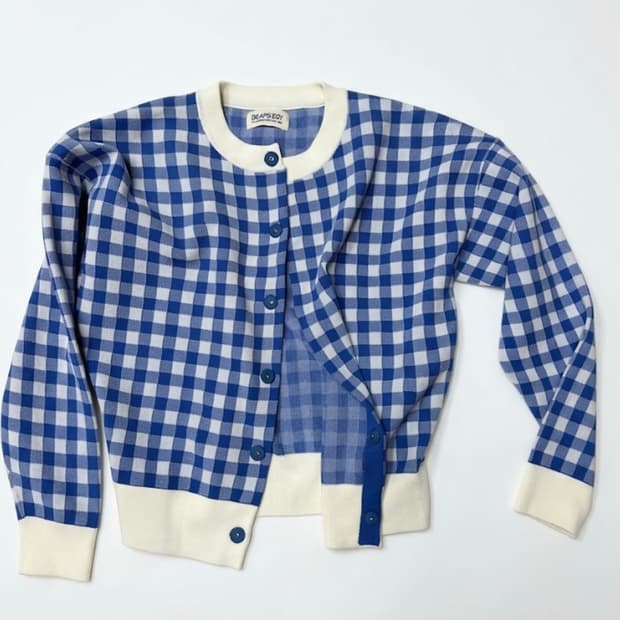 BEAMSBOY 깅엄체크 가디건