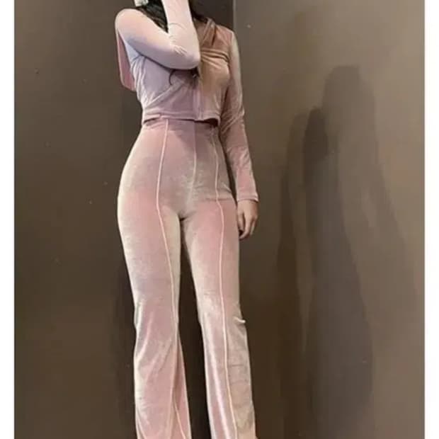 Y2K 벨벳 트레이닝 셋업 세트 쥬시 꾸튀르