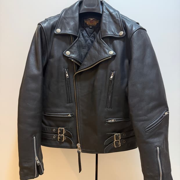 할리데이비슨 블랙 소가죽 라이더자켓 L 에어로레더 홀스하이드