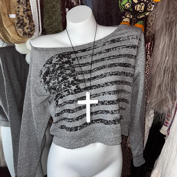 y2k 그런지 크롭 맨투맨 탑