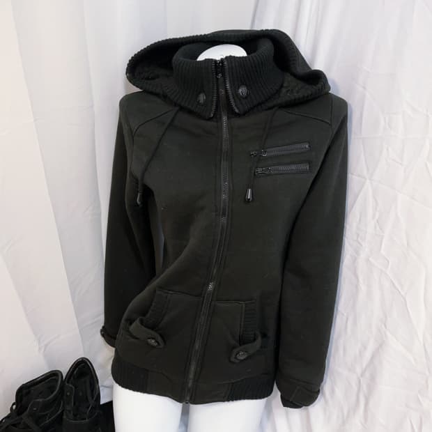 Y2k 하이넥 후드집업