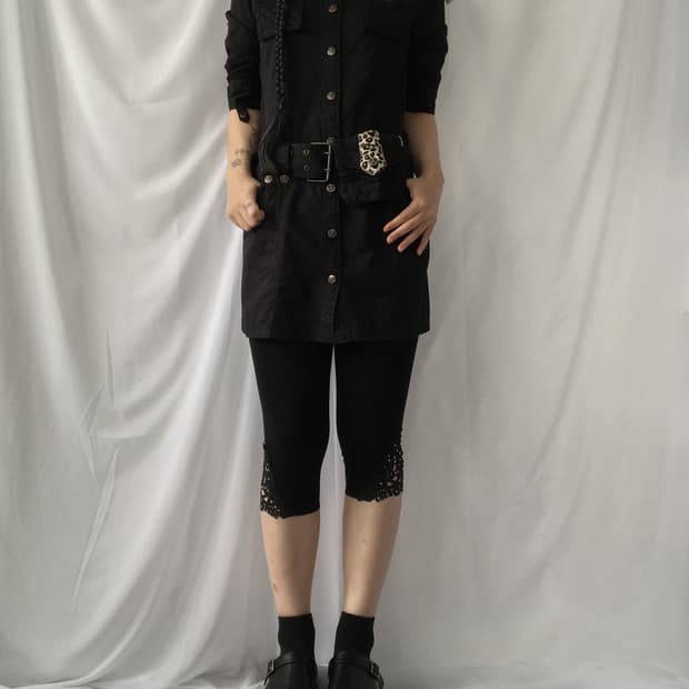 Belted shirt onepiece