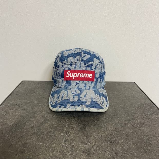 (OS) 슈프림 박스로고 캠프캡 모자 워시드 데님