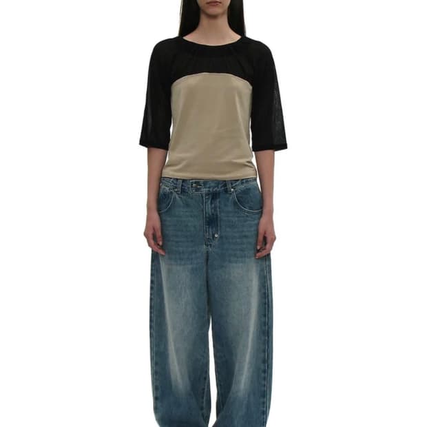 파르티멘토 우먼 신치백 라운딩 진 미드 블루 M