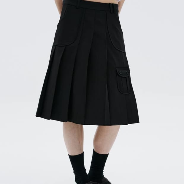 하나히 포켓 플리츠 스커트 Low pocket pleated skirt